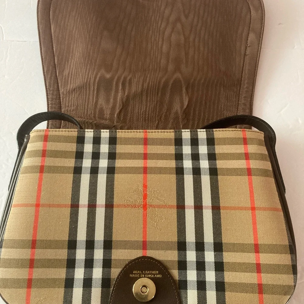 Burberry Crossbody bag Check Tan,Brown,Red.Beautiful Vintage - Picture 4 of 15